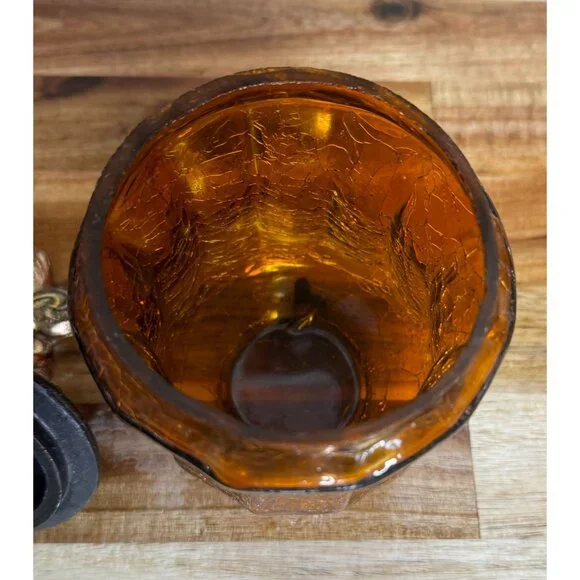 Decorative Amber Crackle Glass Canister With Fluer-de-lis Lid - Picture 13 of 13